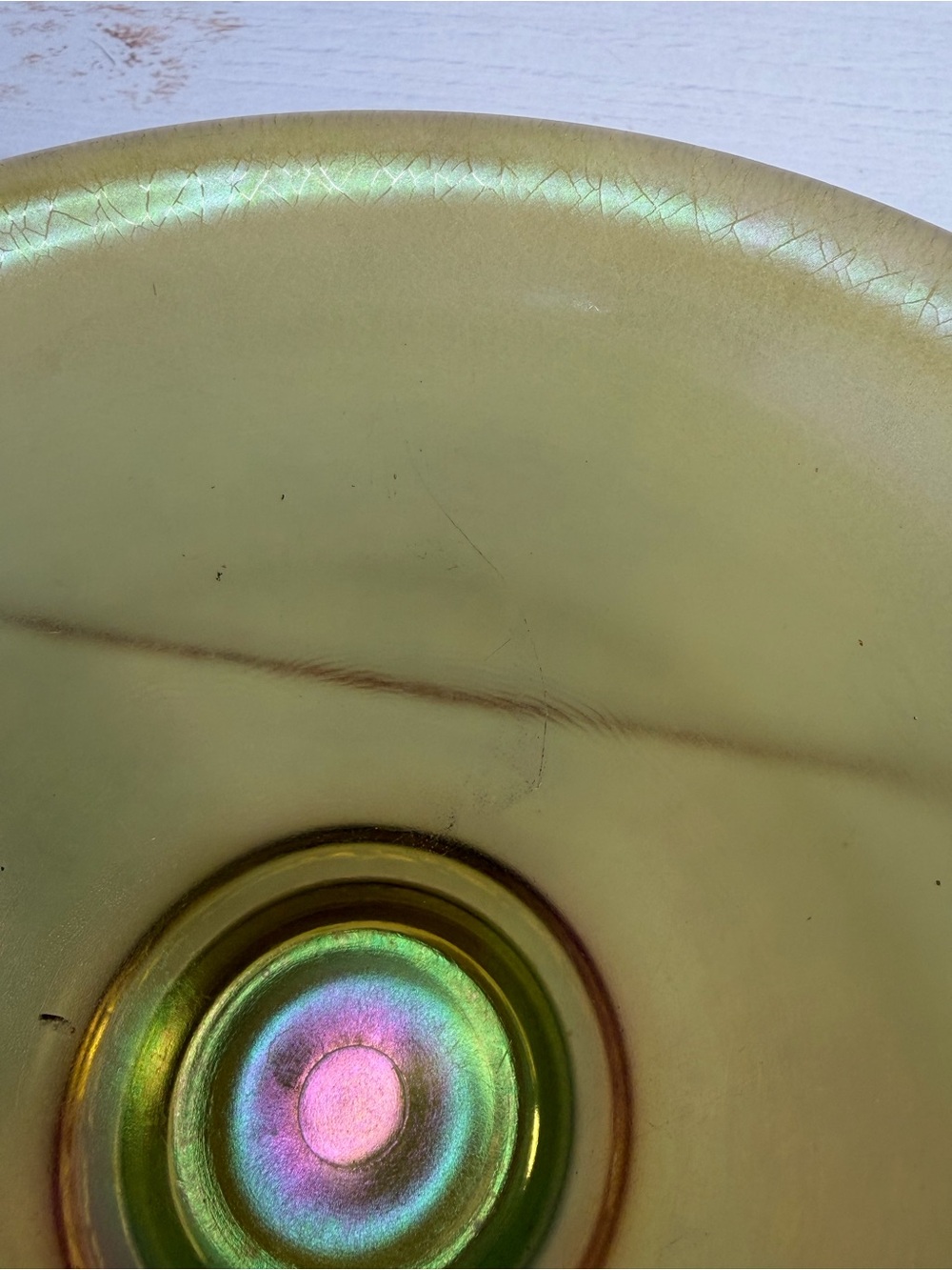 Antique c. 1920s H. Northwood & Co. No. 659 "Russet" Stretch Glass Console Bowl - Picture 10 of 14